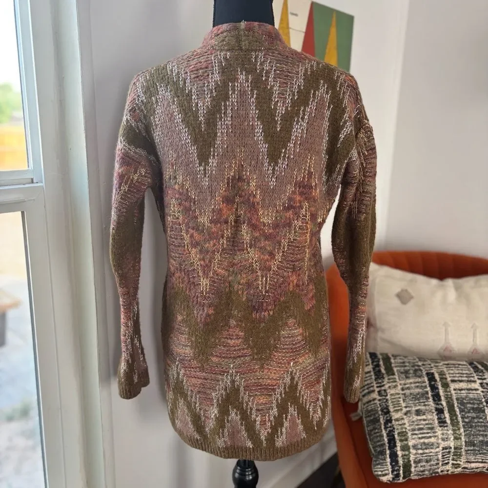 Lucky Brand Metallic Stitch Lux open cardigan sweater wool blend XS
